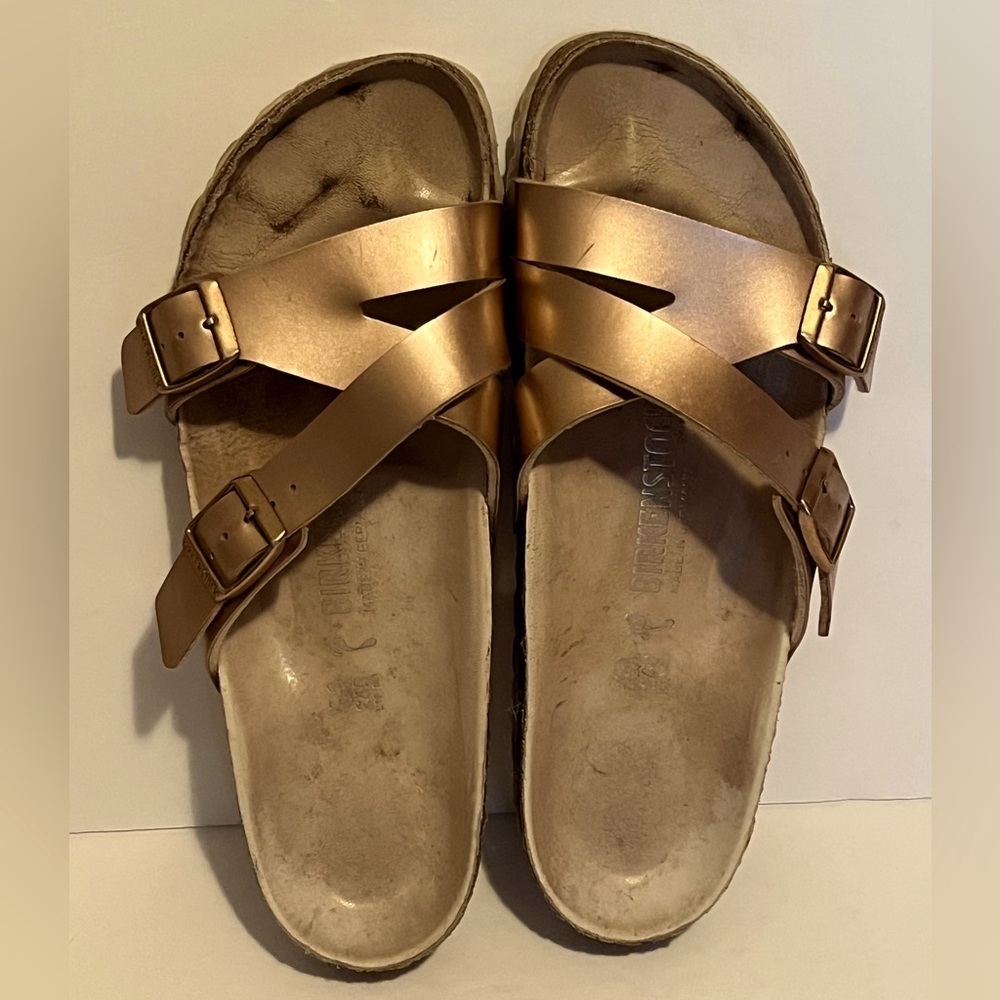 Birkenstock Yao Lux Electric Metallic Rose Gold Sandals